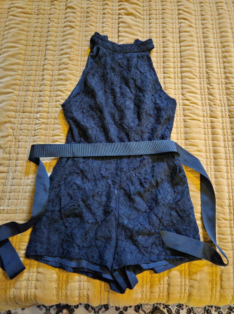 BB Dakota Black Lace Romper with Belt